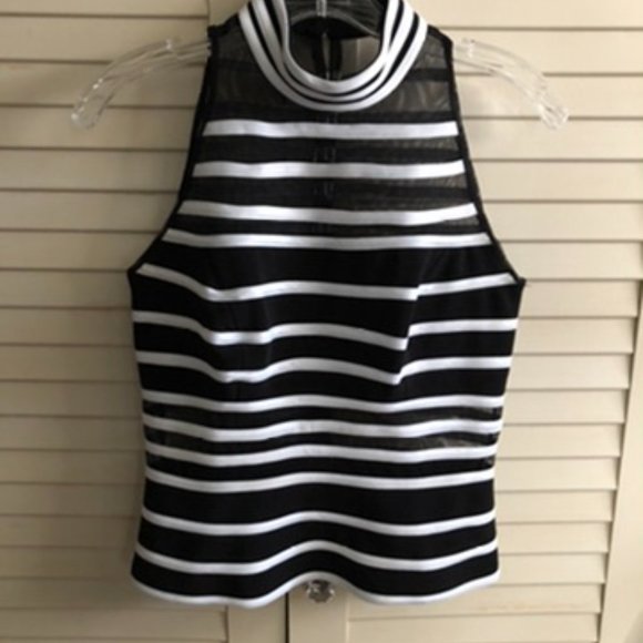 Women's JM Collection Striped High Neck Tank Top Size 8 - Picture 5 of 9